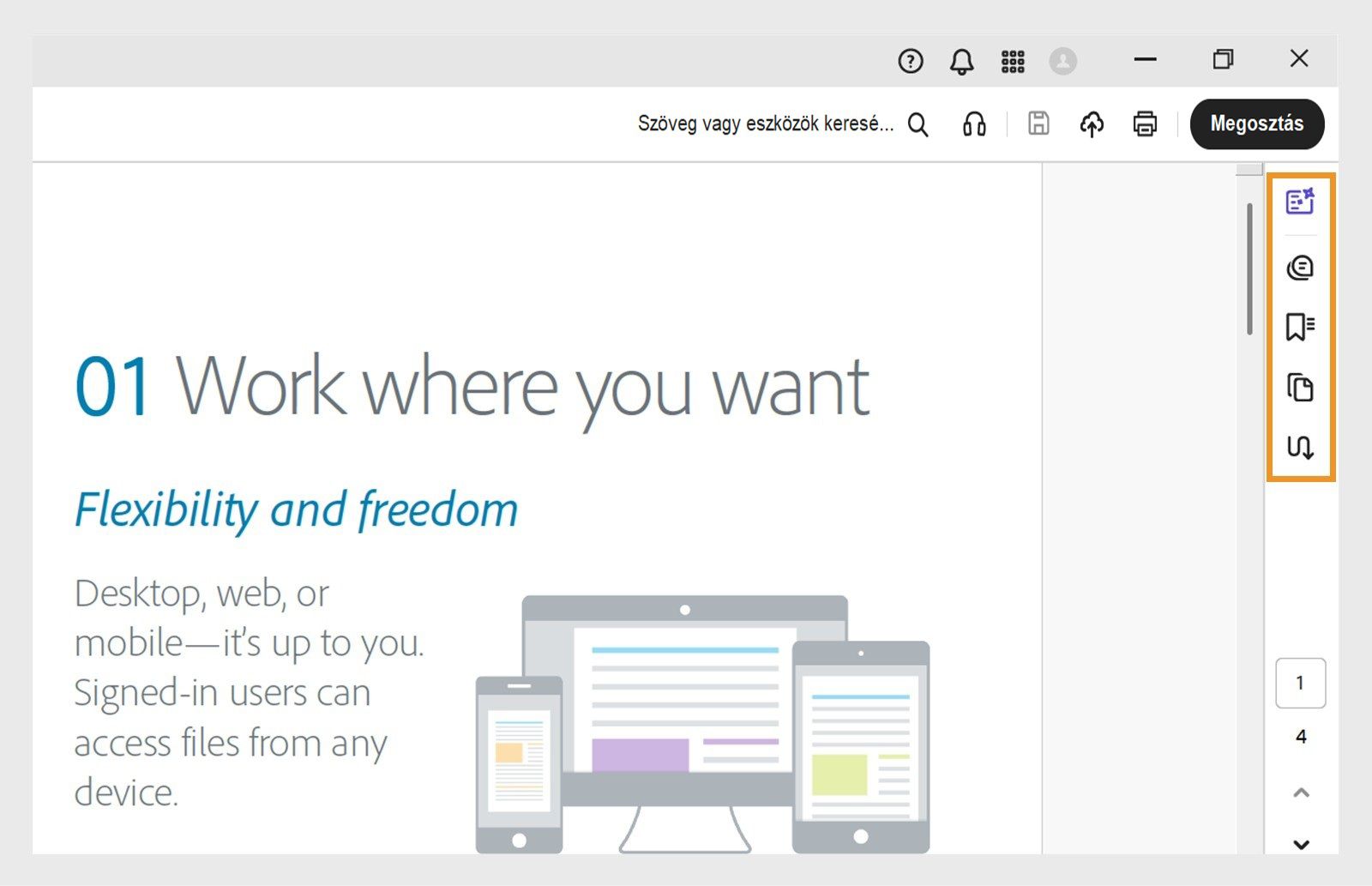 A Generatív összefoglaló, Megjegyzés, Könyvjelző, Oldalindexképek és Cikkek eszközök ki vannak emelve a felső navigációs panelen.