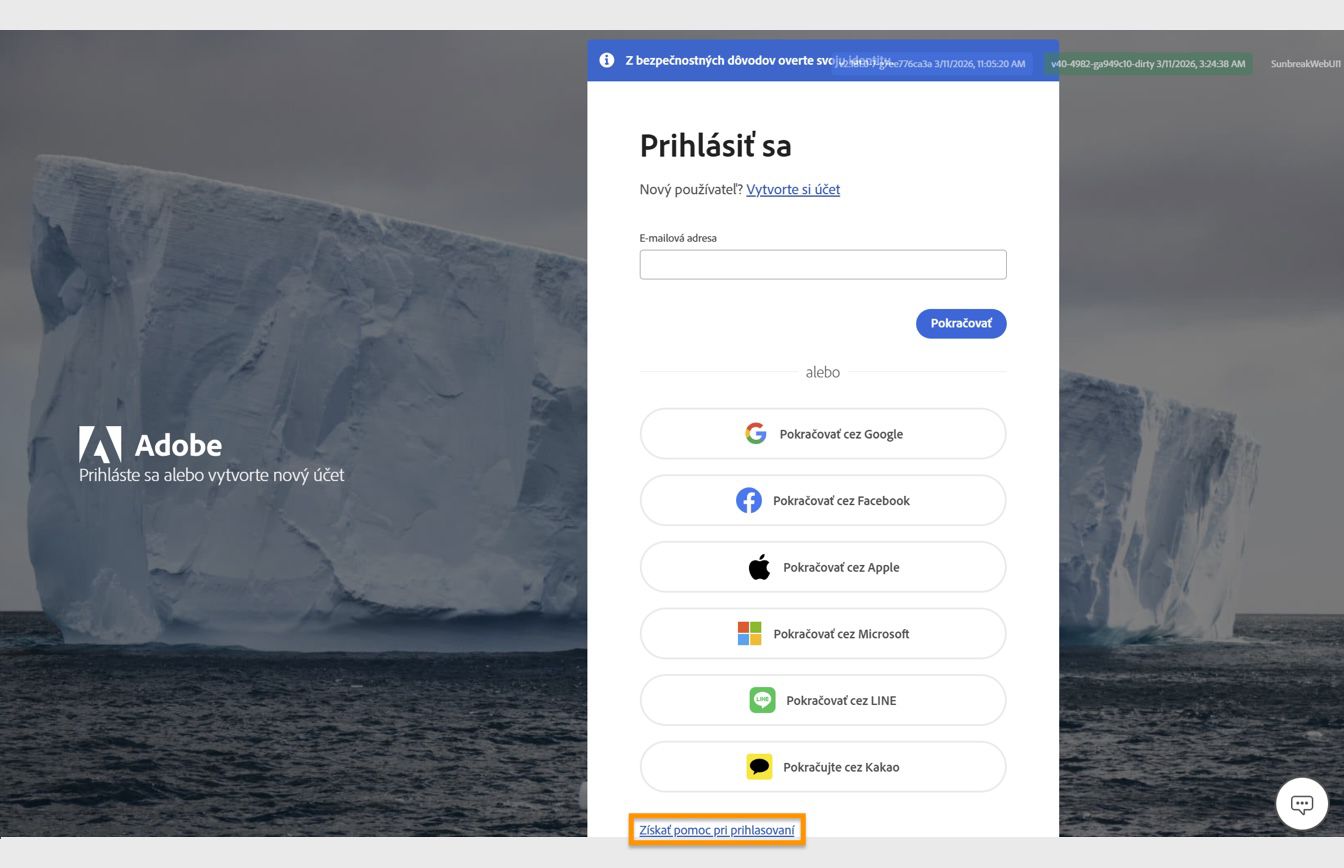 Tlačidlo Získať pomoc s prihlásením, dostupné v spodnej časti okna Prihlásiť sa, poskytuje možnosť obnoviť heslo vášho konta. 
