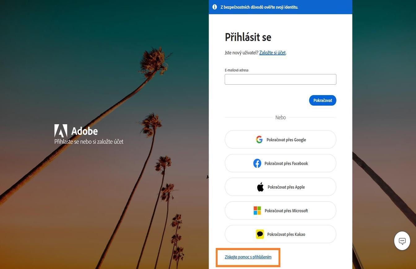 Tlačítko Get help signing in, které je k dispozici v dolní části okna Přihlášení, poskytuje možnost resetovat heslo k vašemu účtu.