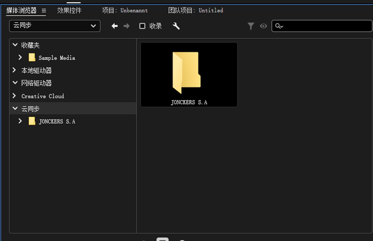 媒体浏览器面板已打开，可用于浏览，并且有导入媒体文件的选项。