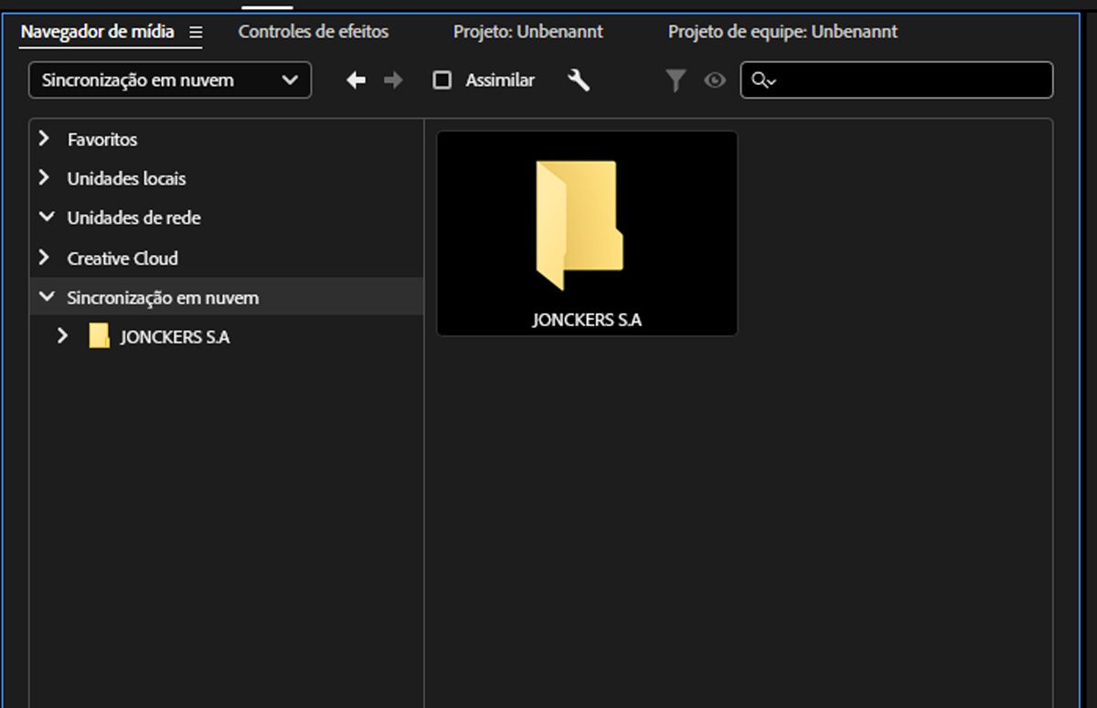 O painel “Navegador de mídia” para explorar está aberto, com opções de importar arquivos de mídia.