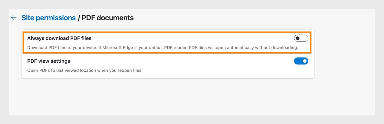 Ang PDF documents page ay may dalawang setting - Always download PDF files at PDF view settings. I-deselect ang 'Always download PDF files' na option. 