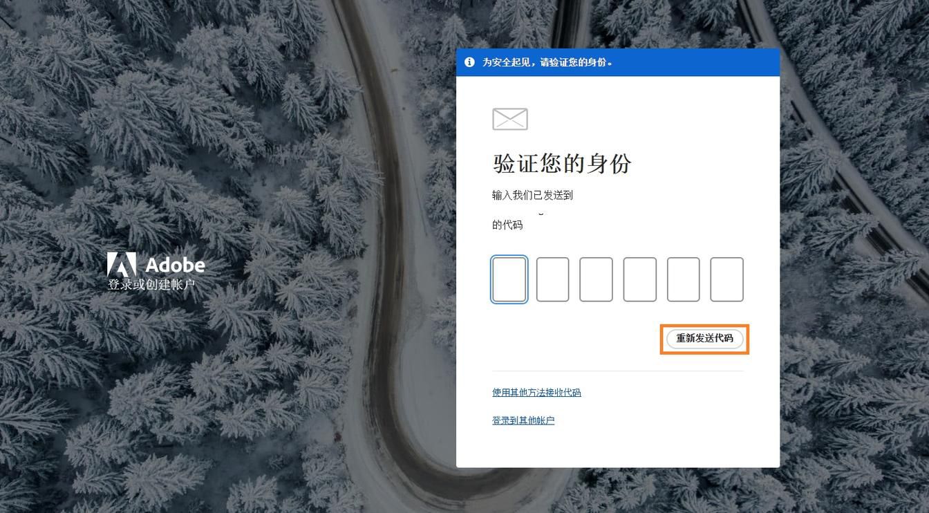 在“验证您的身份”窗口中，您可以使用“重新发送验证码”按钮请求新的验证码。