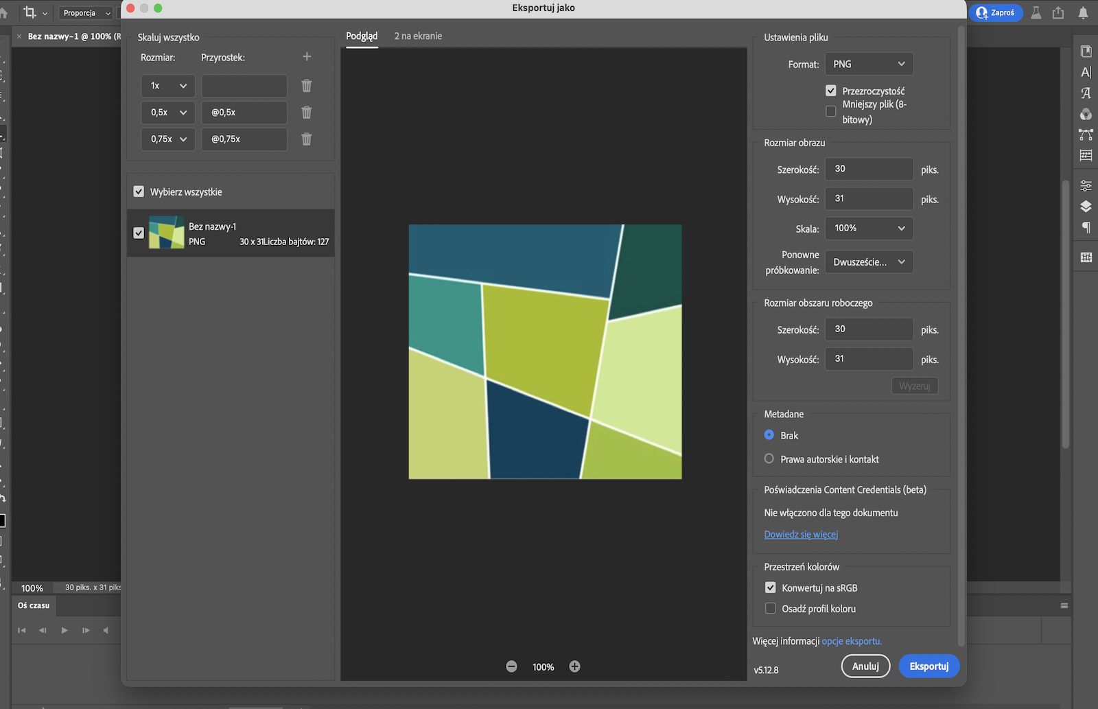 Otwarte okno dialogowe Zapisz jako z options do nazwania pliku, wyboru lokalizacji, formatu i ustawień eksportu.