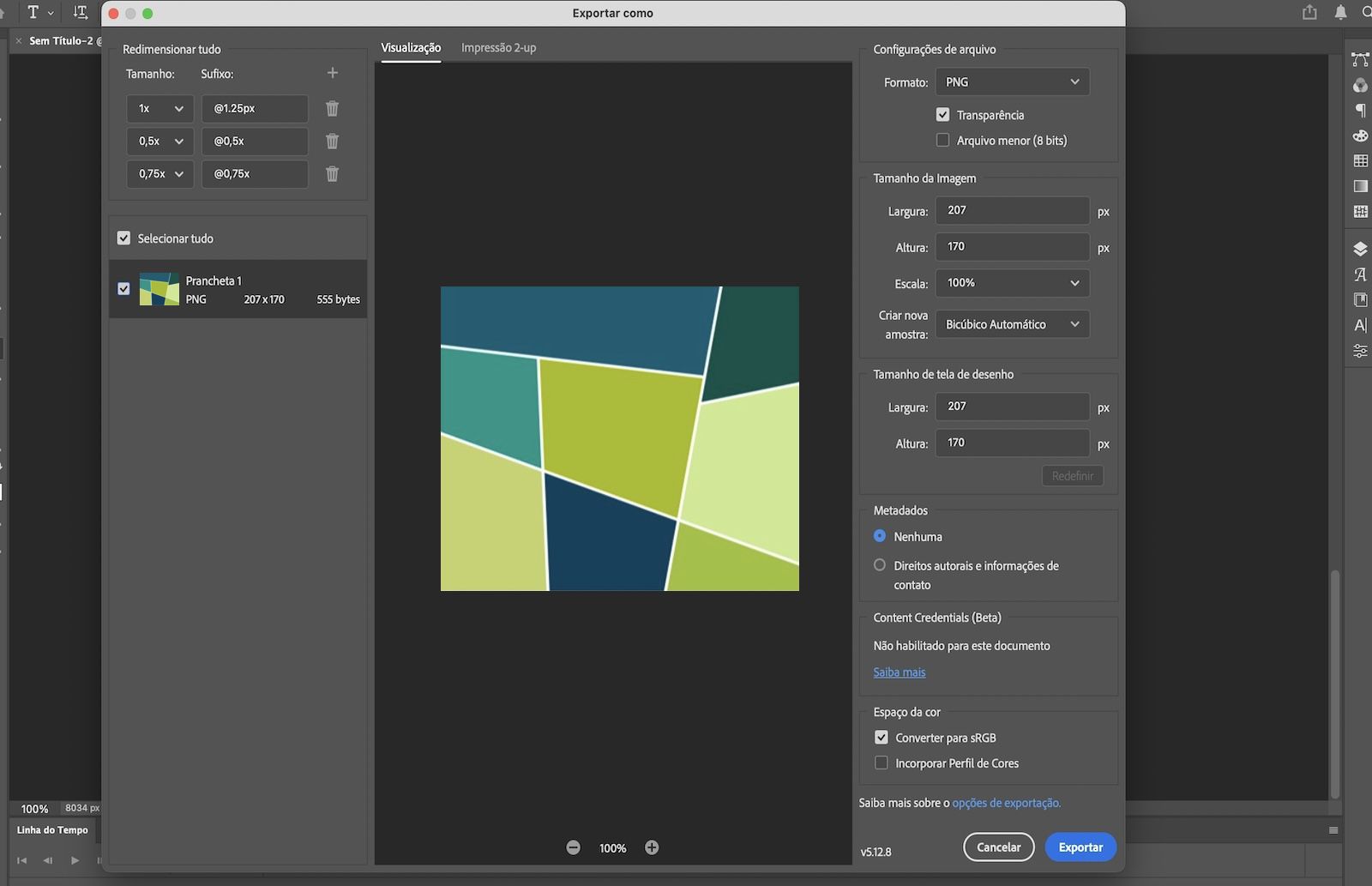 Caixa de diálogo Salvar como aberta com opções para nomear o arquivo, escolher local, formato e configurações de exportação.