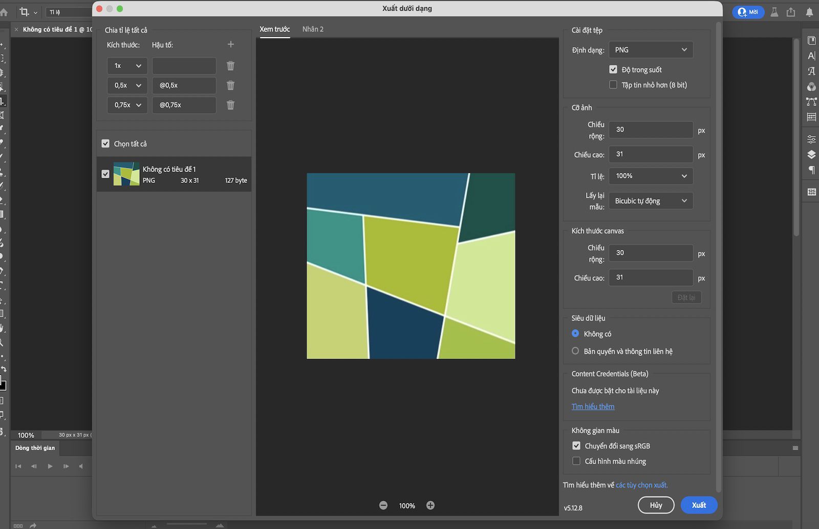 Hộp thoại Lưu dưới dạng đang mở với các tùy chọn đặt tên cho tập tin, chọn vị trí, định dạng và cài đặt xuất.
