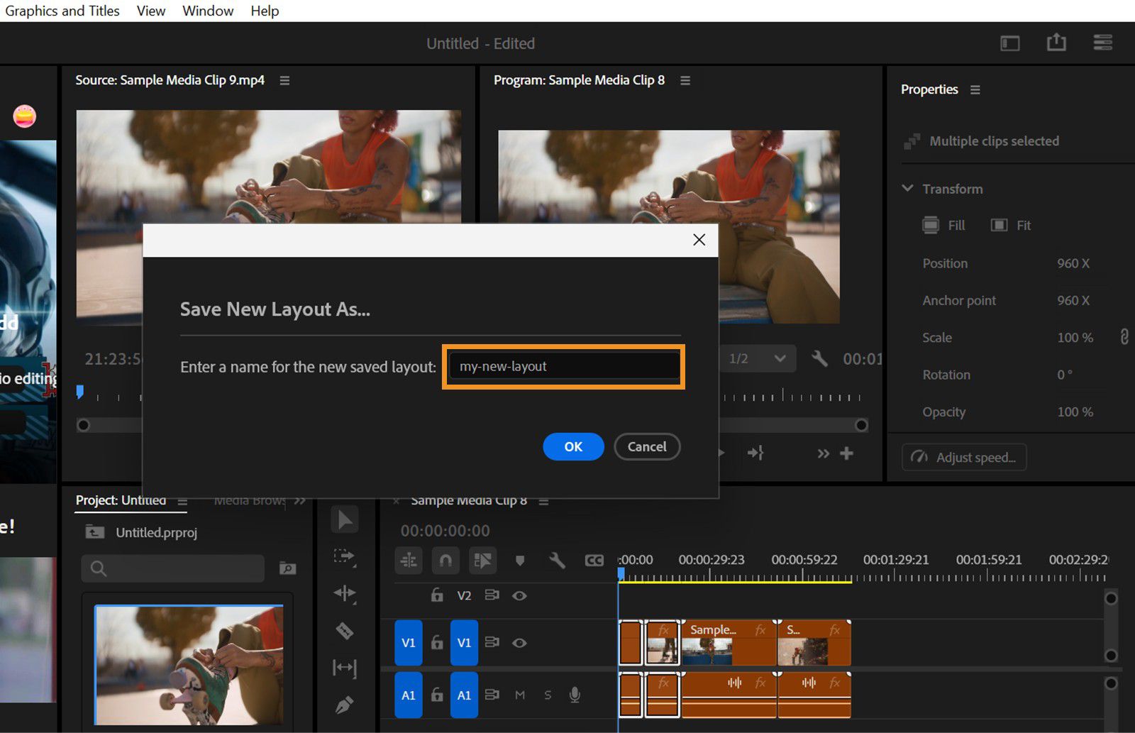 El cuadro de diálogo Guardar nuevo diseño como muestra el nombre mi-nuevo-diseño introducido en el campo de texto.