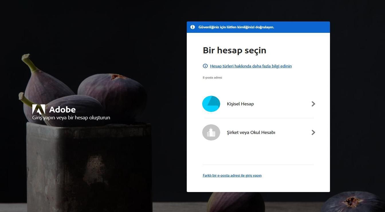 E-posta adresinizi girdikten sonra görüntülenen Hesap seç sayfası, giriş yapmak istediğiniz hesabı seçme seçeneği sunar. 
