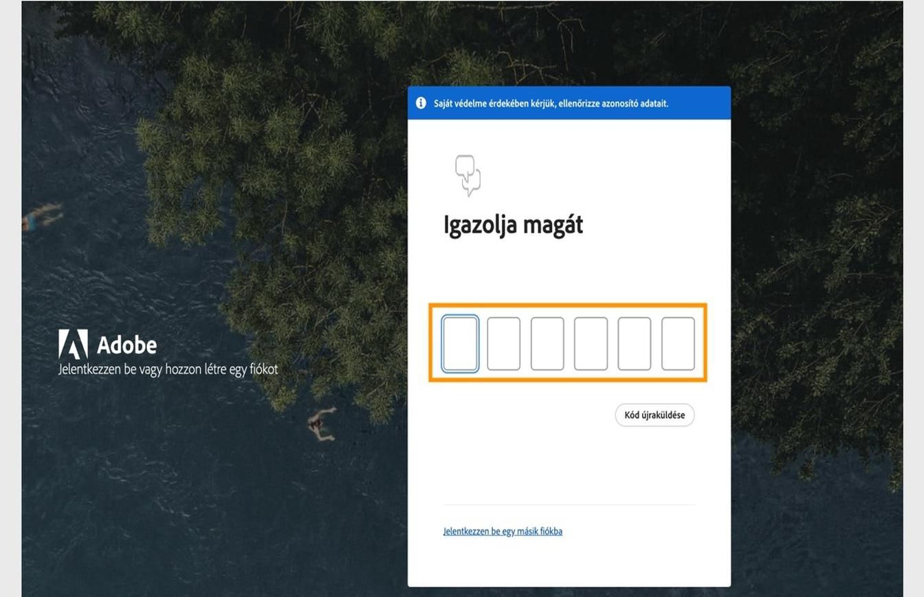 A Jelszó frissítése ablak a bejelentkezési oldalon kiemelt mezővel a kód megadásához és személyazonossága ellenőrzéséhez.