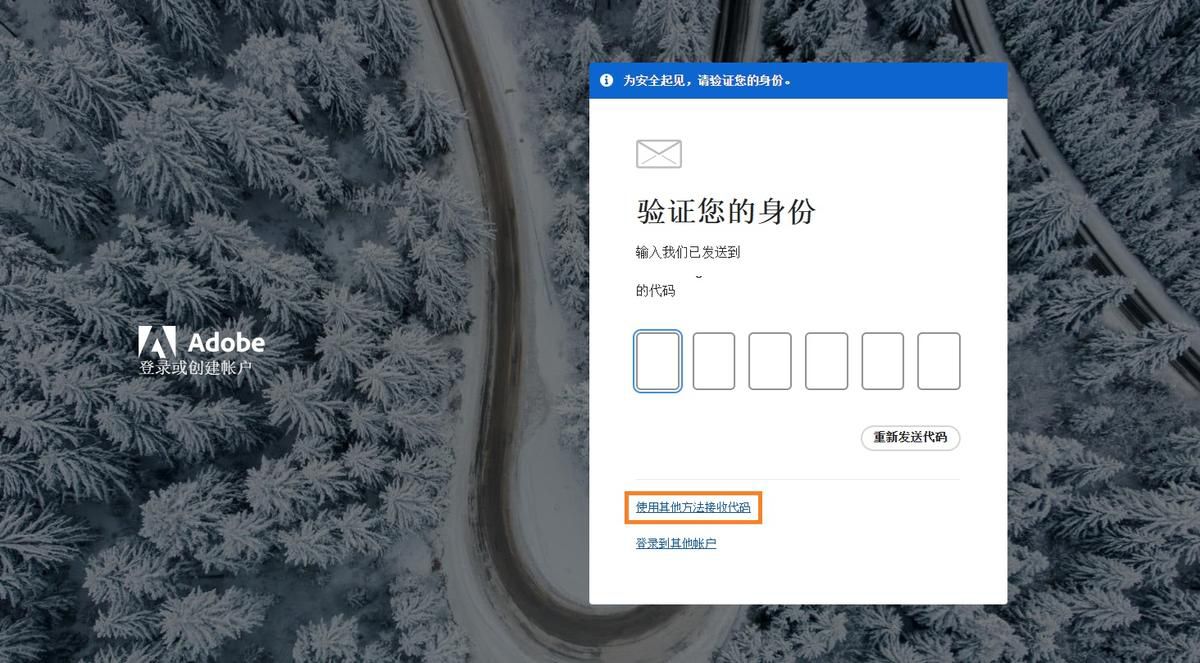通过“使用其他方式接收验证码”按钮，您可以获取验证码的其他接收方式。