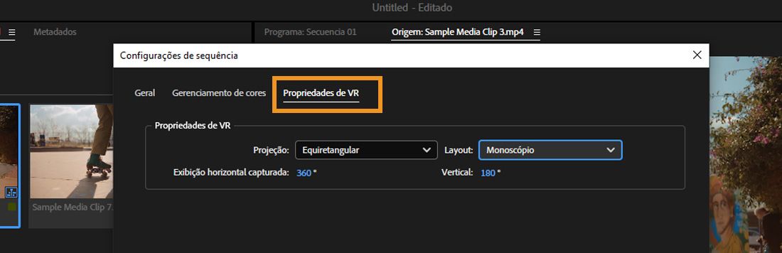 A aba Propriedades de RV mostra as propriedades de RV e os detalhes das propriedades que podem ser alterados com base nos requisitos do projeto.