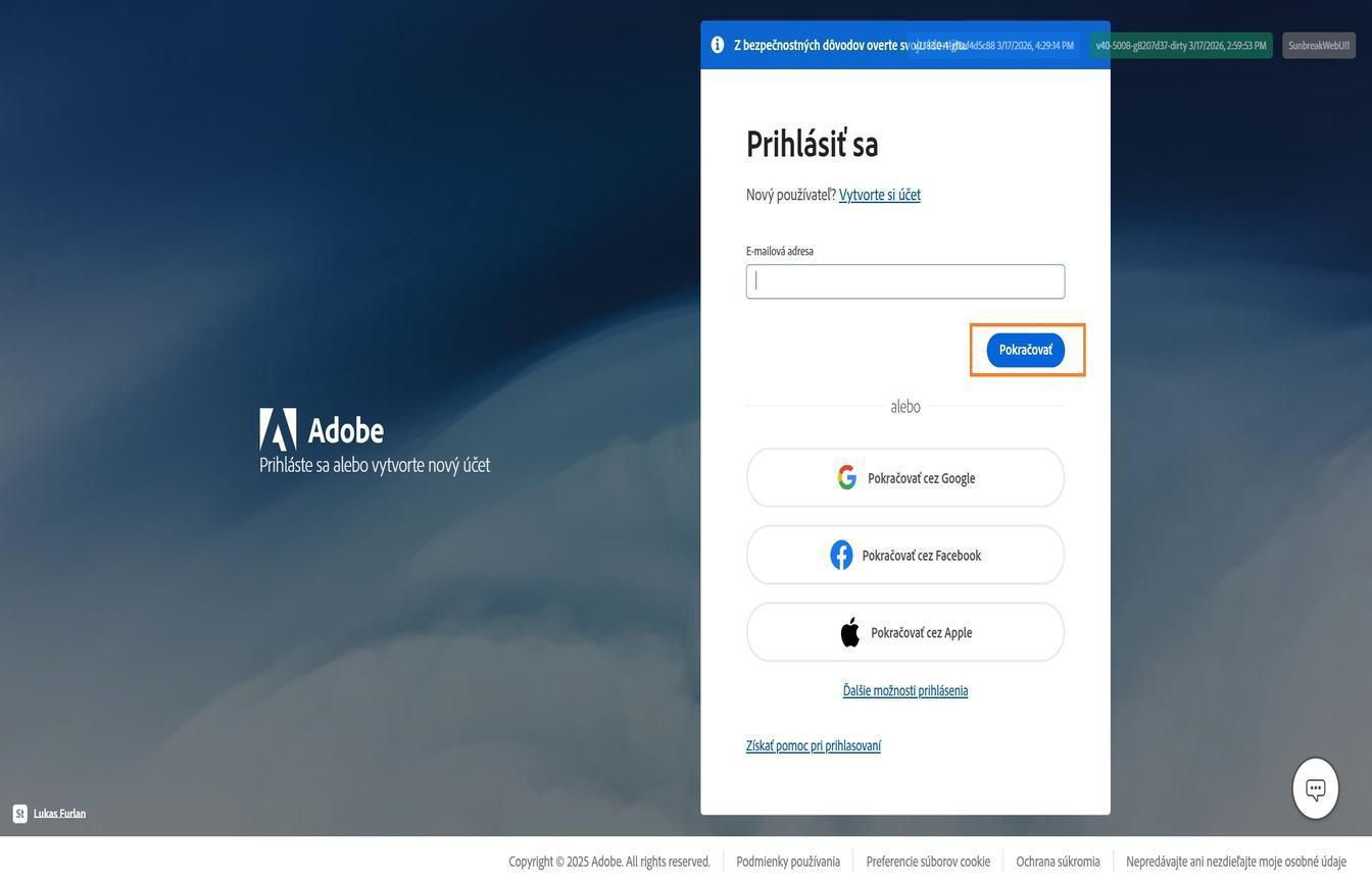Pole na zadanie e-mailovej adresy, dostupné na pravej strane prihlasovacej stránky, vám umožňuje zadať e-mailovú adresu a prihlásiť sa do konta. 