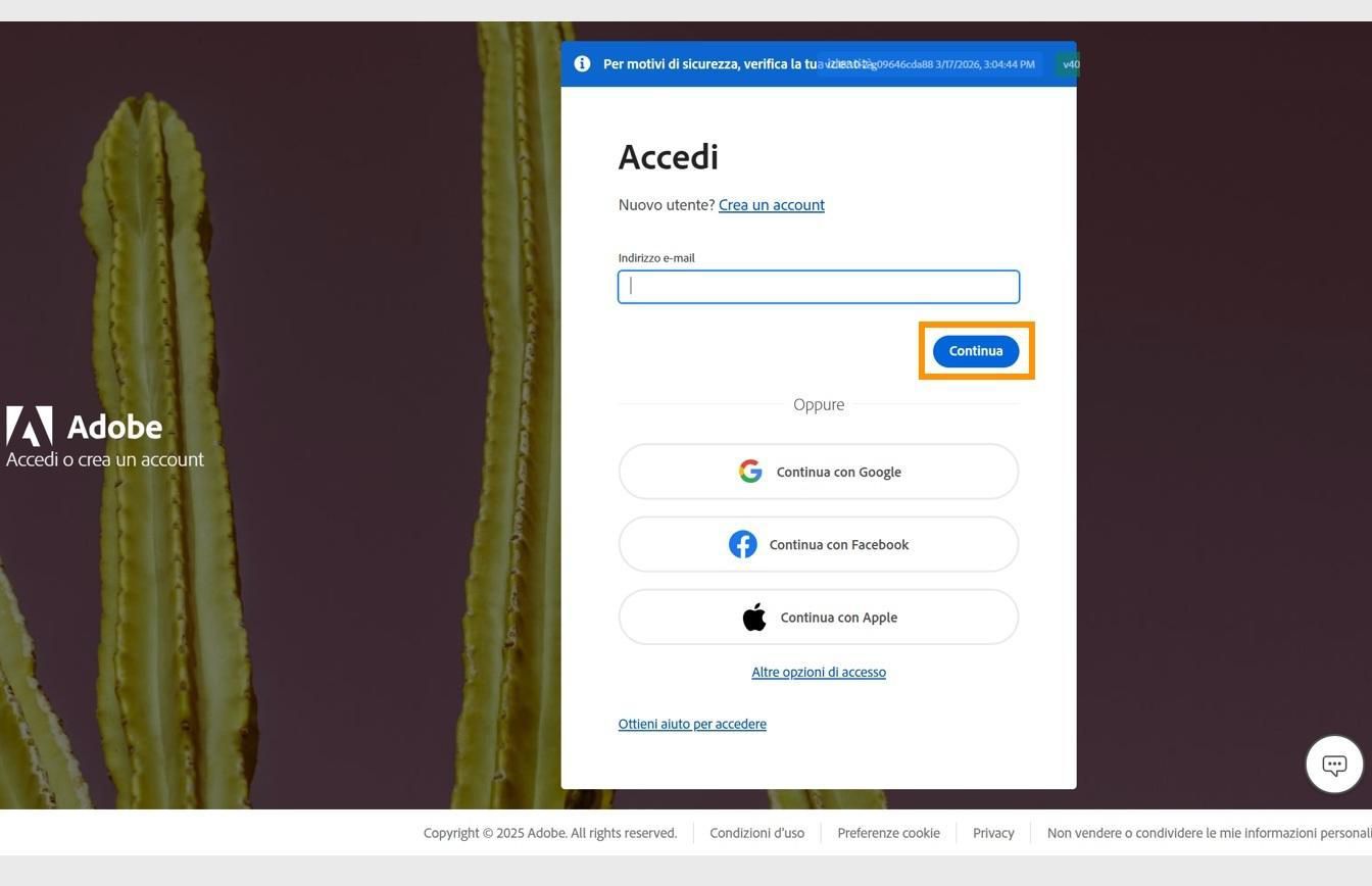 Il campo per inserire un indirizzo e-mail, disponibile sul lato destro della pagina di accesso, ti consente di digitare il tuo indirizzo e-mail e accedere al tuo account. 
