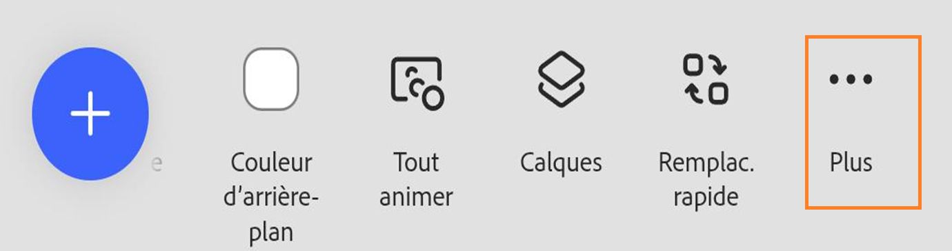 L’image affiche les options du panneau des propriétés comme Thème, Couleur d’arrière-plan, Tout animer, Calques, Remplacement rapide, et l’option Plus mise en surbrillance. 
