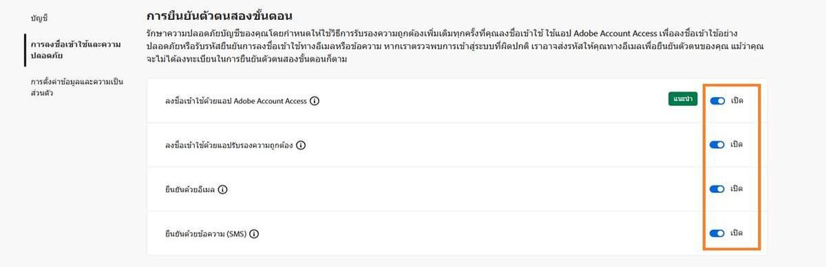 ปุ่มสลับที่อยู่ทางด้านขวาของหน้าจอภายใต้การยืนยันตัวตนแบบสองขั้นตอนจะเปิดใช้งานวิธีการยืนยันที่คุณต้องการ 