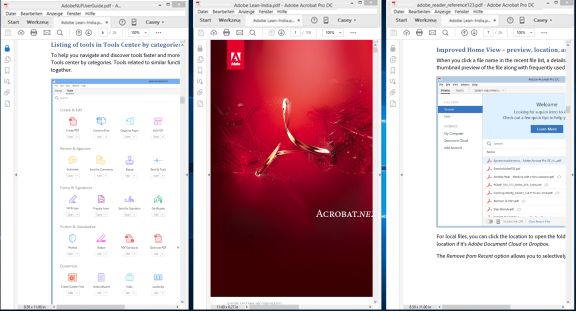 Nebeneinander anordnen – Beispiel in Acrobat