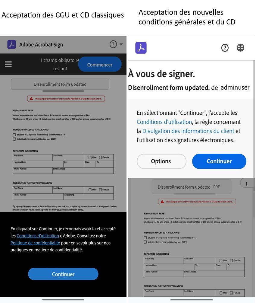 Nouvelle expérience de destinataire sur appareil mobile