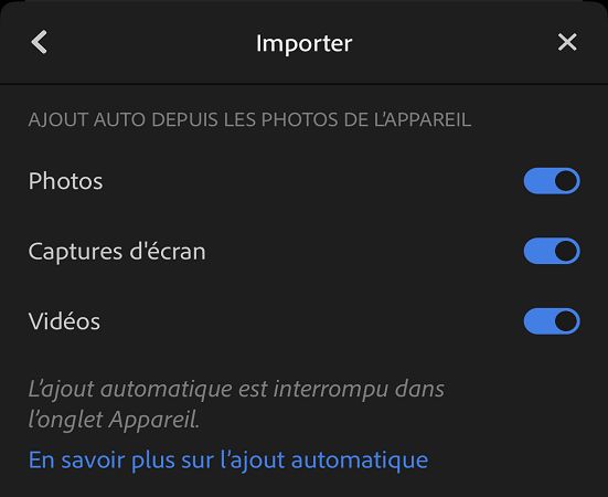 Capture d’écran de l’ajout automatique
