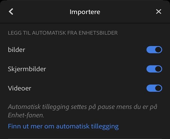 Captura de pantalla de la función Adición automática