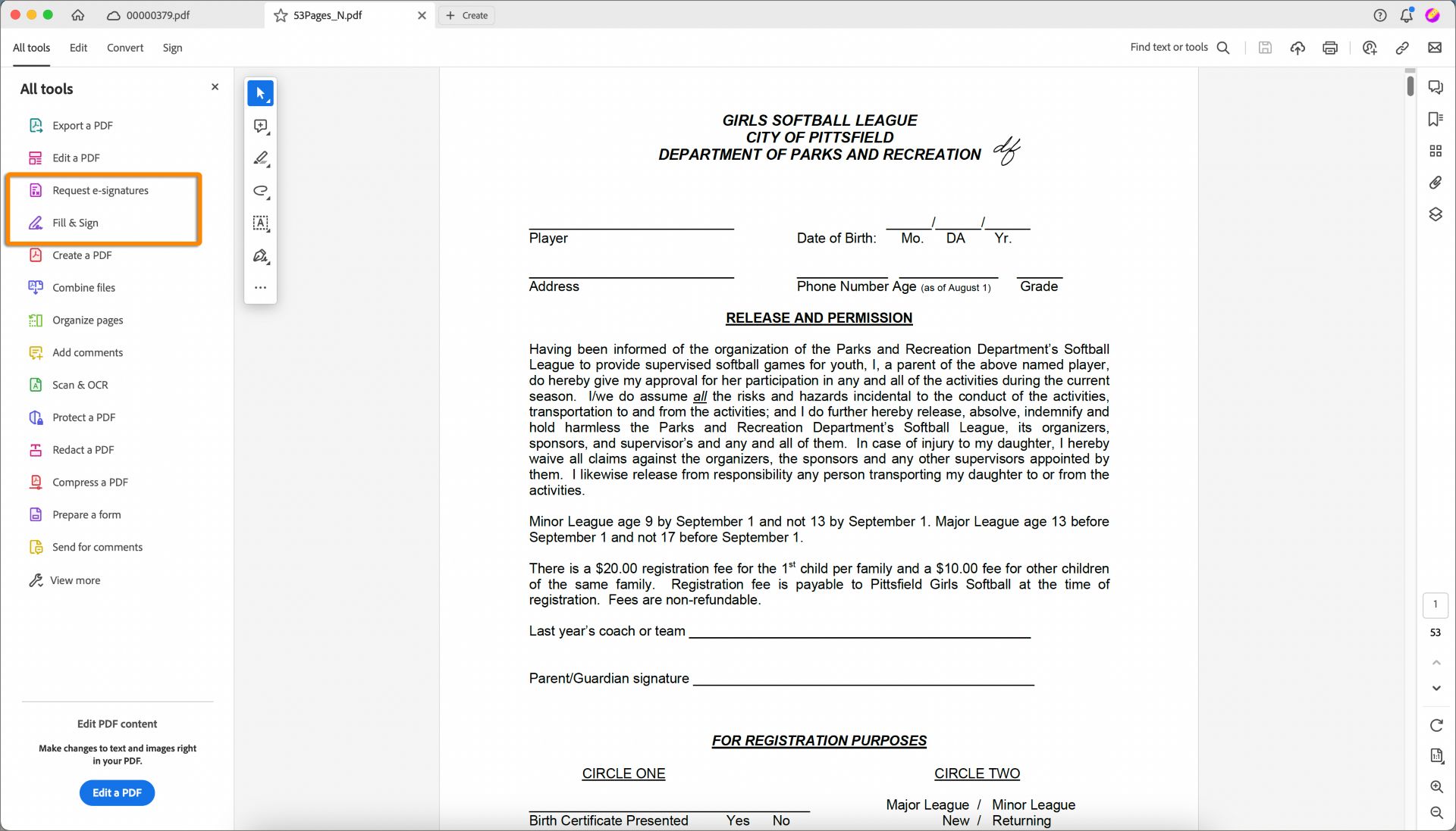 أداتا Request Signatures وFill & Sign هما الآن في المركزين الثالث والرابع.