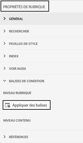 Boîte de dialogue Balises de condition