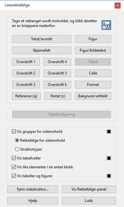 Verktøy for leserekkefølge