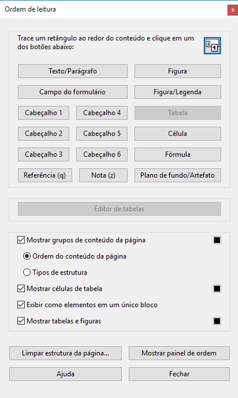 Ferramenta Retocar ordem de leitura
