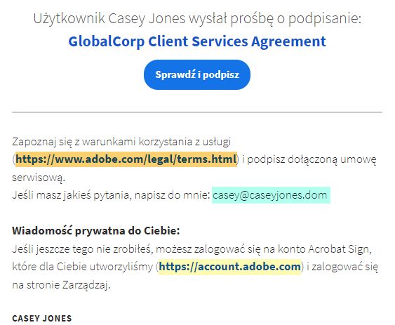 Łącza nieskonwertowane w wiadomości e-mail dostarczonej do odbiorcy