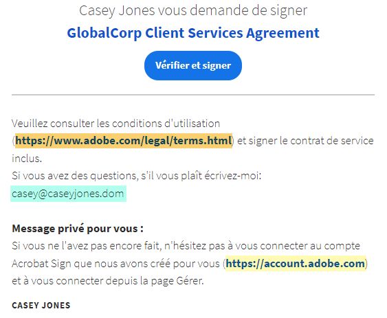 Liens non convertis dans l’e-mail remis au destinataire