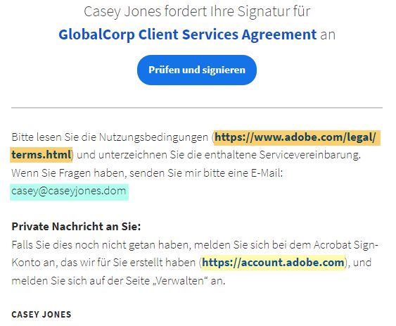 Nicht konvertierte Links in der E-Mail an empfangende Partei