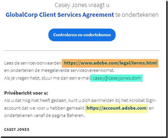 Niet-geconverteerde links in e-mail bezorgd aan ontvanger