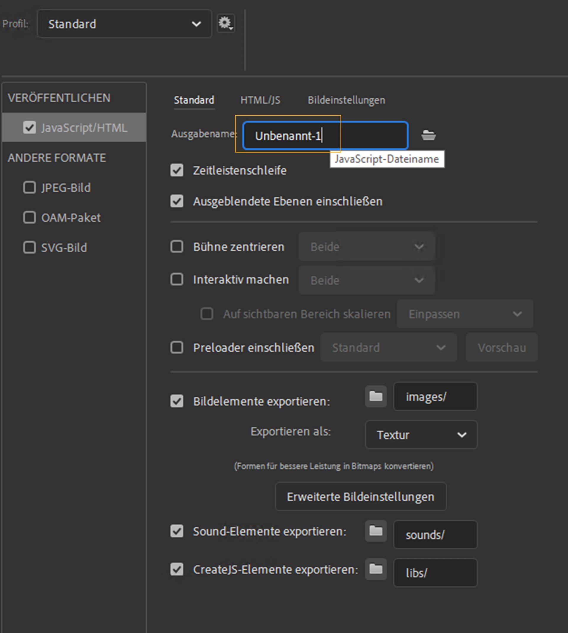 Grundlegende Veröffentlichungseinstellungen