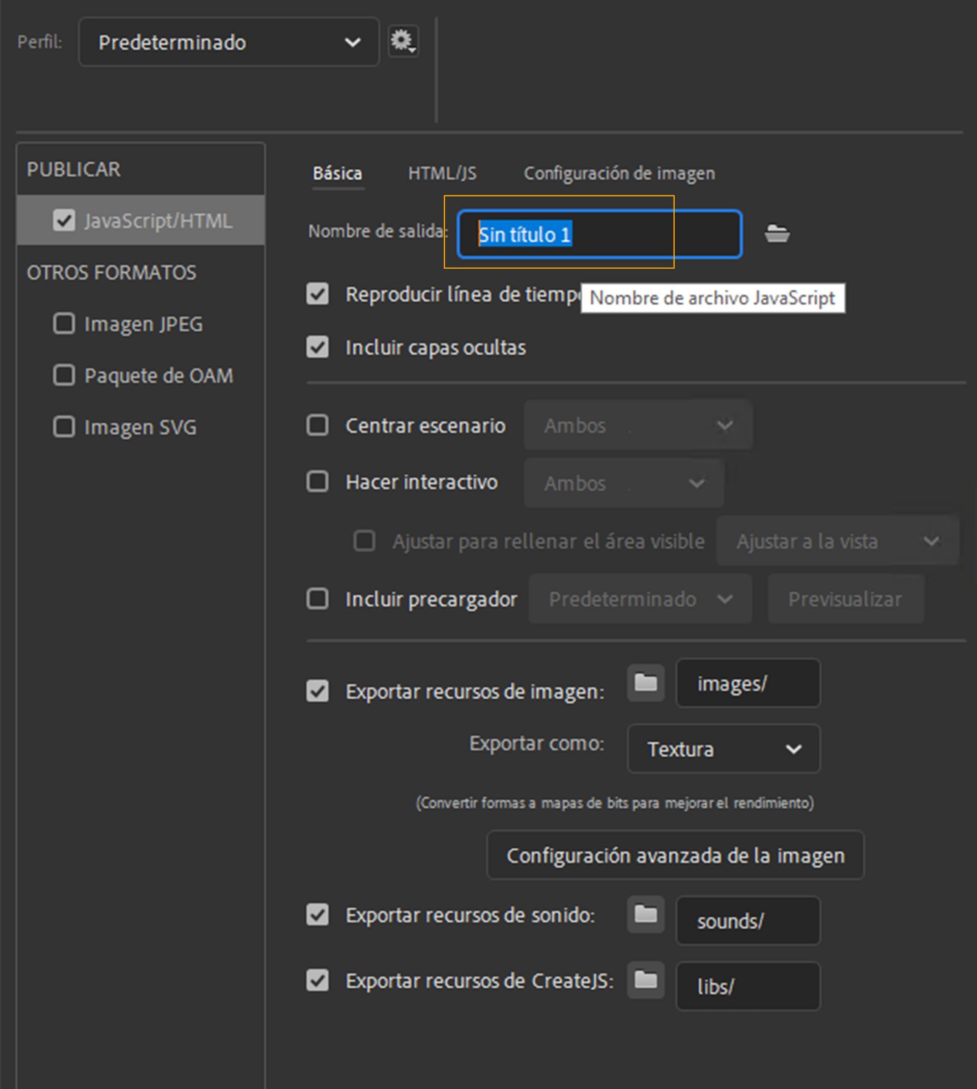 Configuración básica de publicación