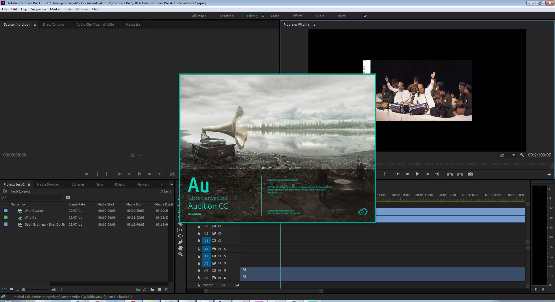Dialogfeld „Adobe Audition“