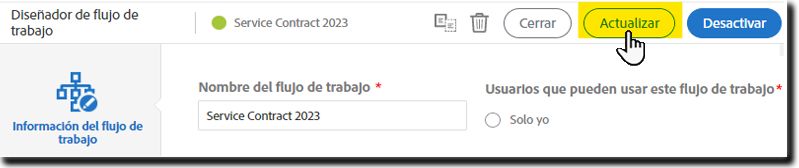 Actualización del flujo de trabajo