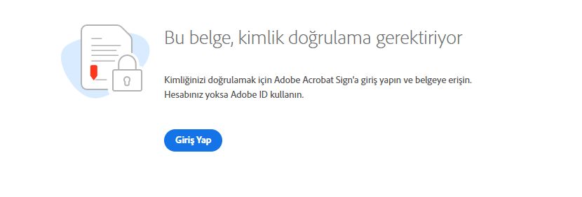 Adobe Sign kimlik doğrulama sorgusu