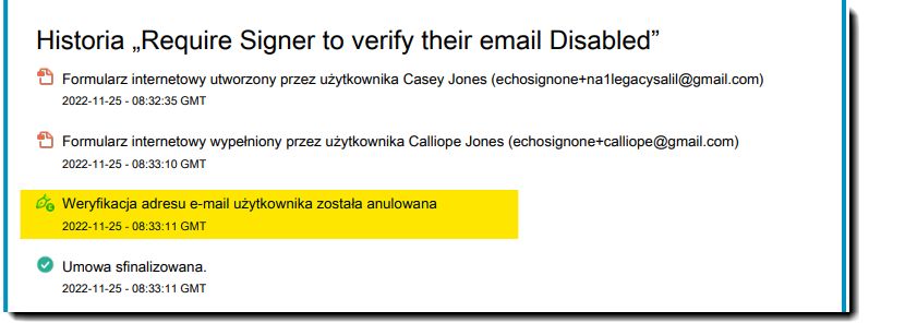 Raport z kontroli wyłączonej weryfikacji wiadomości e-mail
