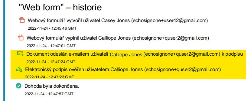 Zpráva o auditu s povoleným ověřováním e-mailu
