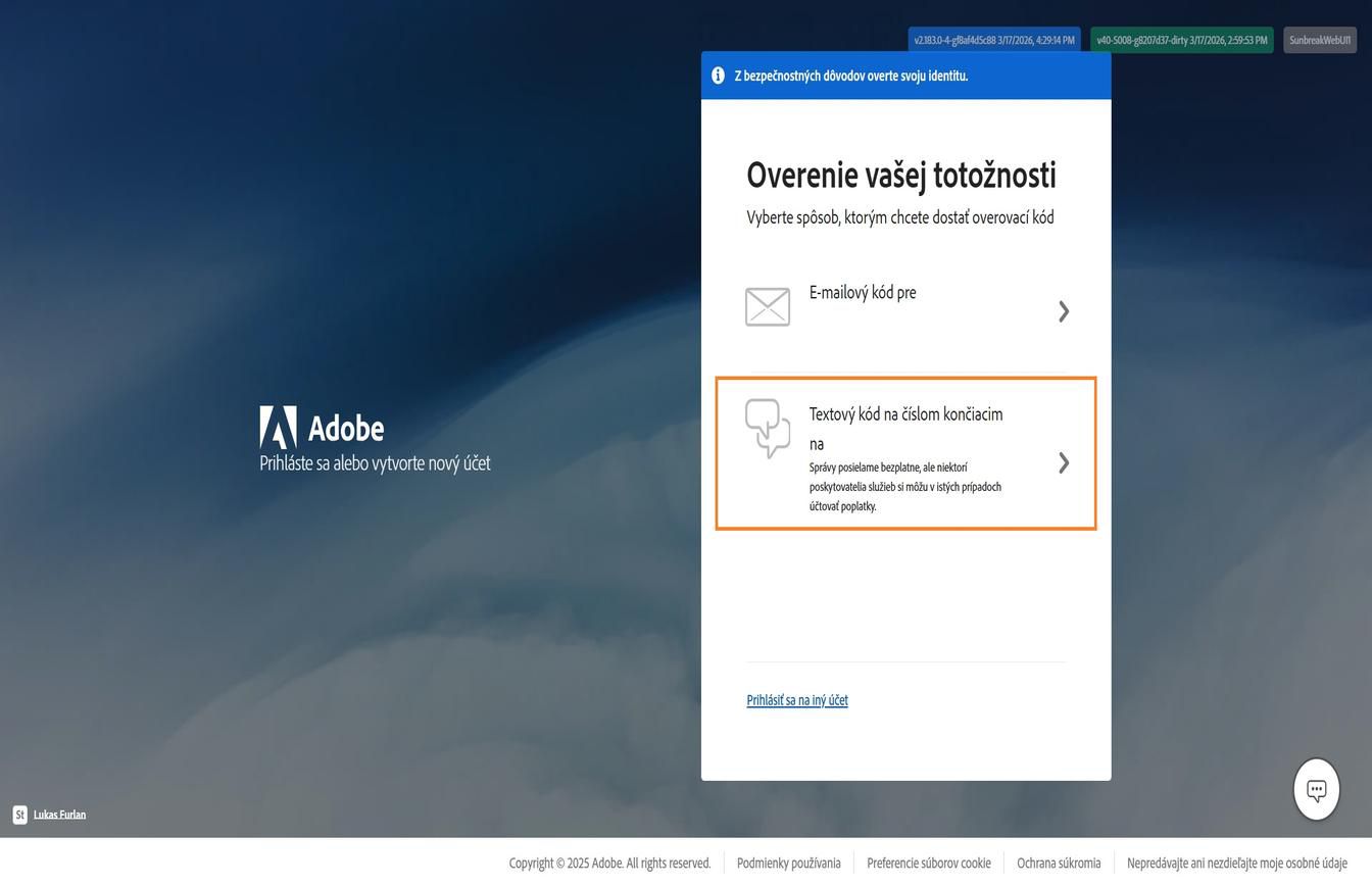 Okno Overiť totožnosť so zvýraznenou možnosťou Poslať kód na číslo, na odoslanie kódu na vaše registrované telefónne číslo.
