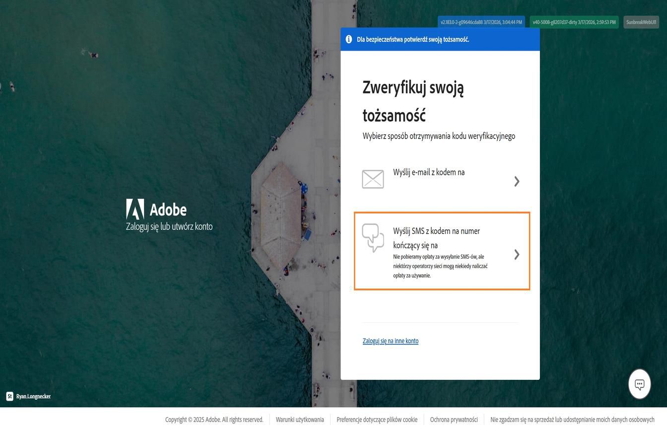 Okno Zweryfikuj swoją tożsamość z wyróżnioną opcją Wyślij kod SMS na numer, aby wysłać kod na zarejestrowany numer telefonu.