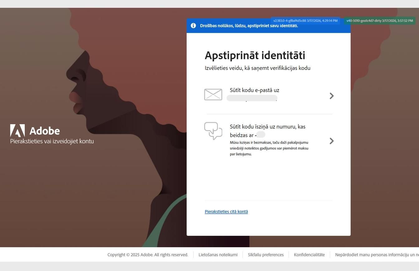 Logs Verificējiet savu identitāti ar iezīmēto opciju Nosūtīt kodu uz numuru, lai nosūtītu kodu uz reģistrēto tālruņa numuru.