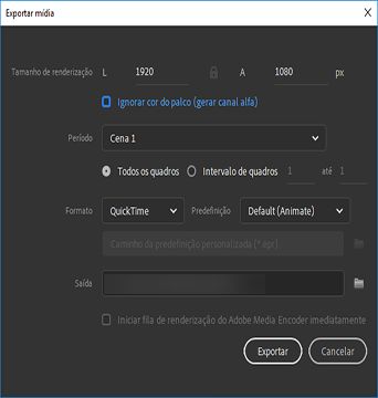 Exportação de vídeo