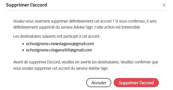 Avertissement de suppression