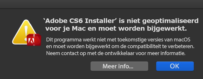 Waarschuwing: installatieprogramma is niet geoptimaliseerd voor uw Mac