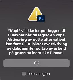 Varseldialogboks for eldre Lagre som