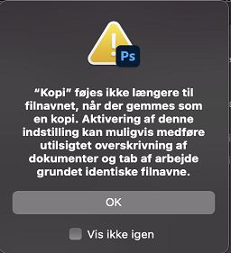 Advarselsdialogboks for ældre version af Gem som