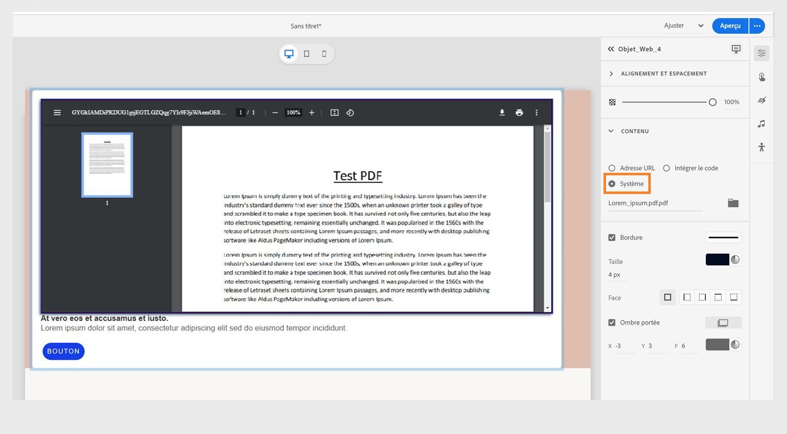 PDF en tant qu’objet Web