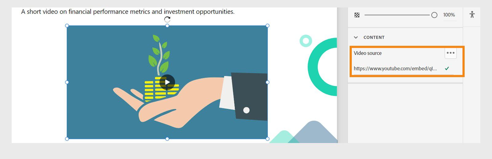 Example of a YouTube video on an imported slide