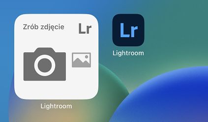 Zrzut ekranu widżetu aparatu aplikacji Lightroom na ekranie głównym
