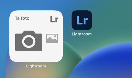 Skärmbild av Lightroom-kamerawidget på hemskärmen